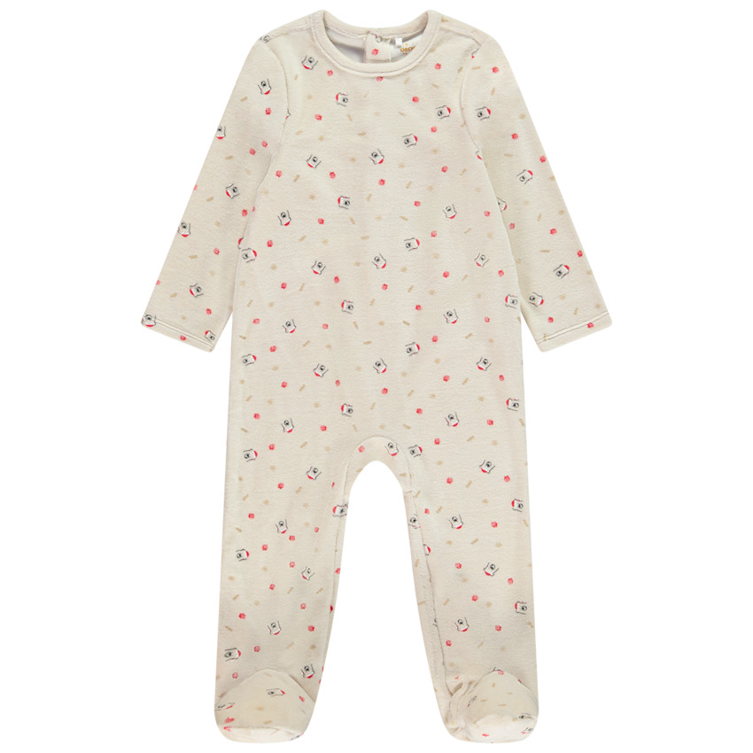 Pelele de terciopelo estampado de Navidad para bebé con diferentes aperturas según la edad 