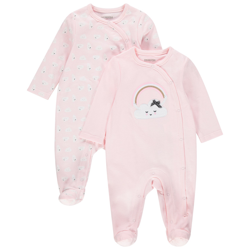 Juego de 2 pijamas de algodón ecológico con nubes estampadas 