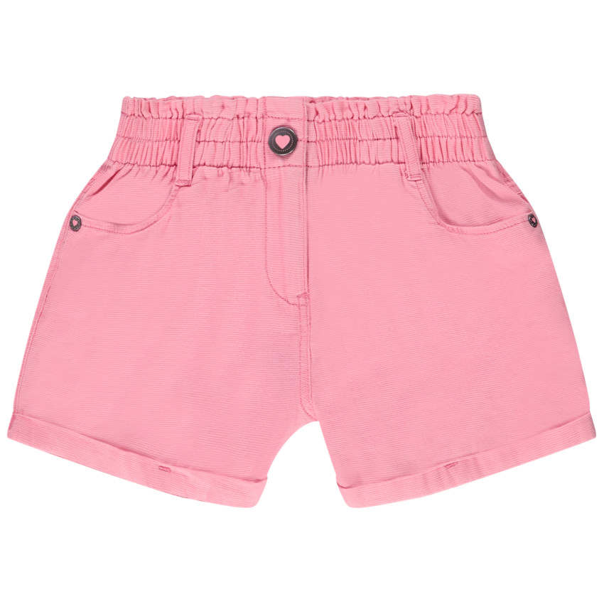 Short de tiro alto liso en algodón fantasía para niña 