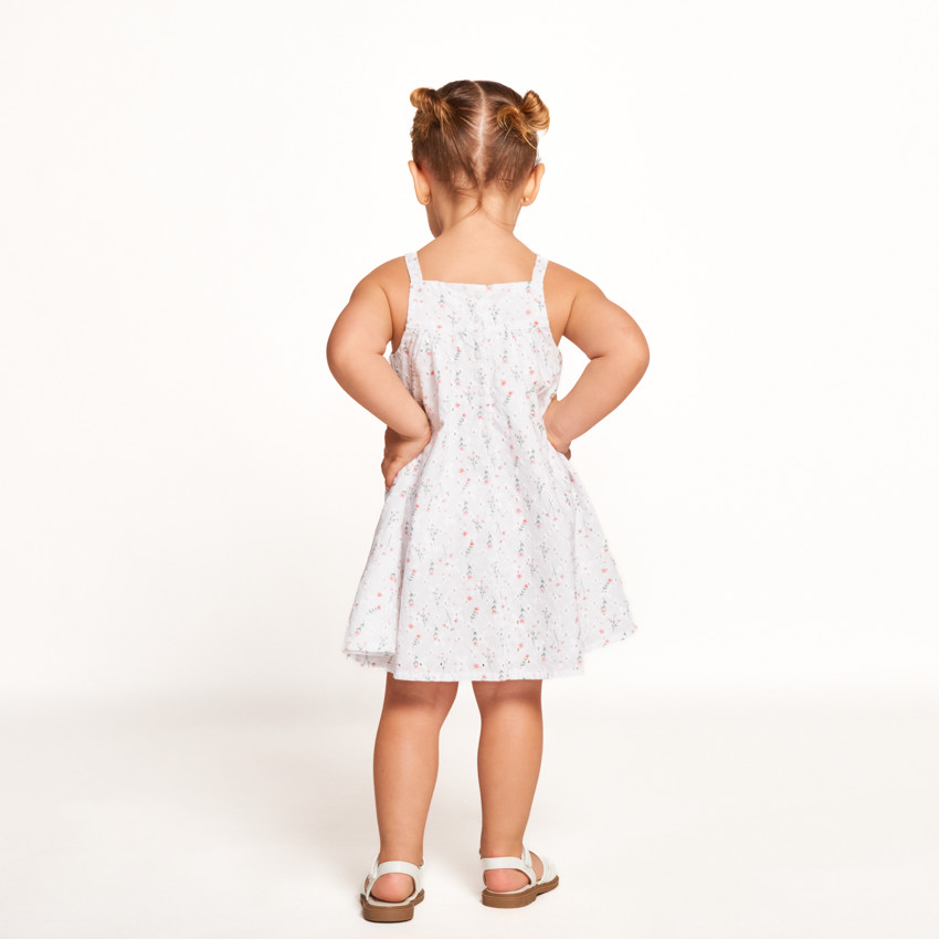 Vestido de bordado inglés con estampado de flores para bebé niña 