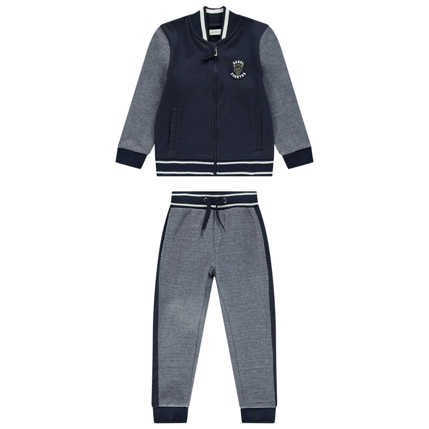 Jogging en molleton avec veste style teddy et pantalon à bandes 