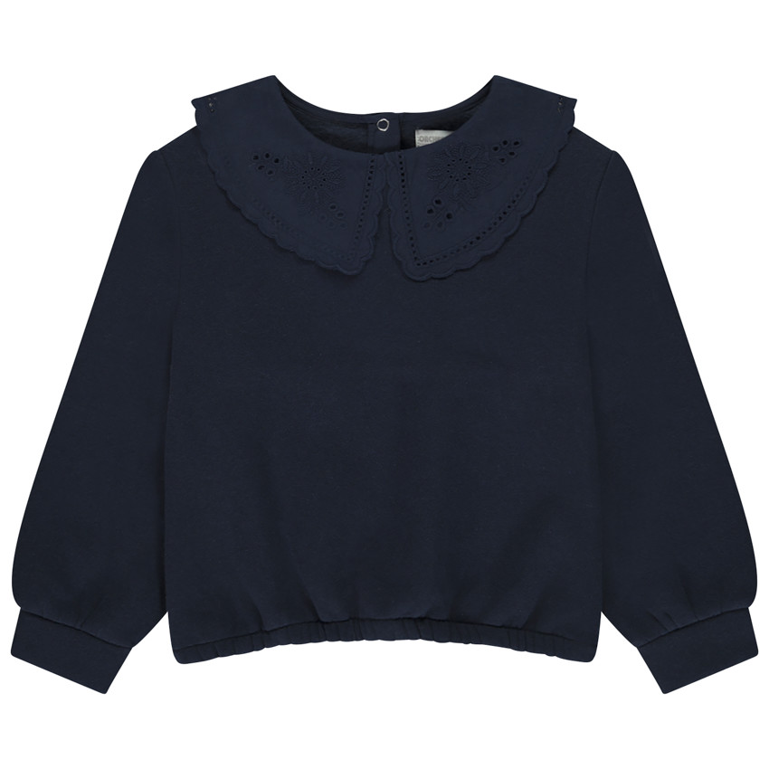 Sudadera con cuello de claudine y bordado inglés para niña  Additional Sudadera con cuello de claudine y bordado inglés para niña