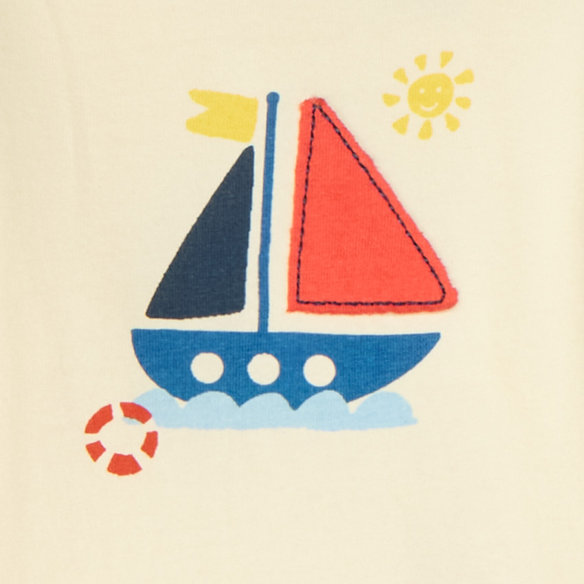 Conjunto de pijama de 2 piezas con bordado de barco para bebé niño (con acabados diferentes según la edad) 