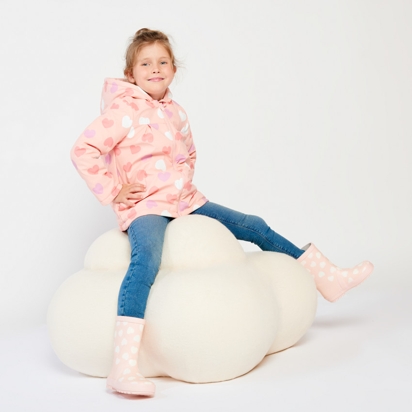 Parka gomme à couleur changeante imprimé cœurs pour fille 