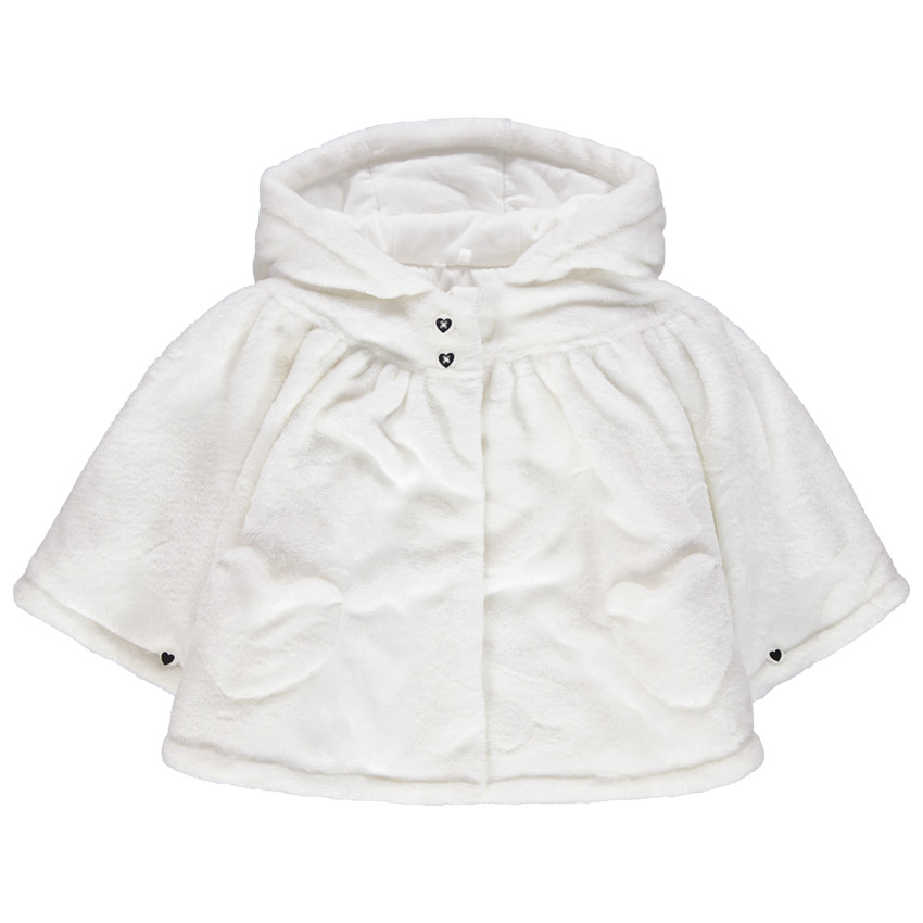 Capa con capucha de borreguillo y bolsillos con forma de corazón 