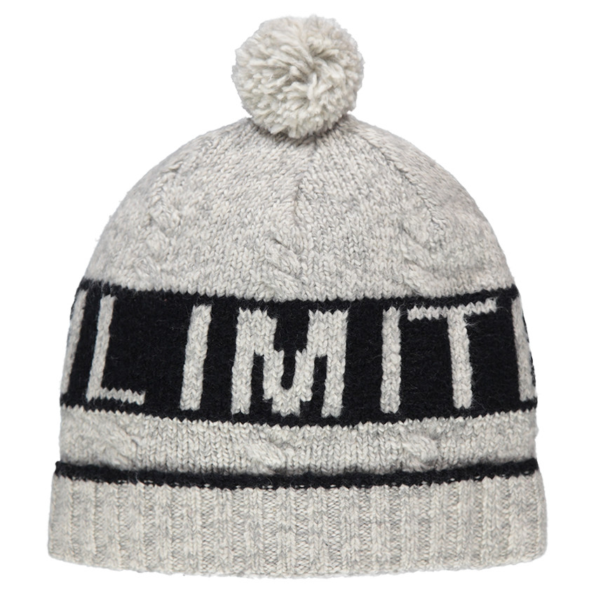 Gorro de punto con texto de jacquard y pompón Main Gorro de punto con texto de jacquard y pompón
