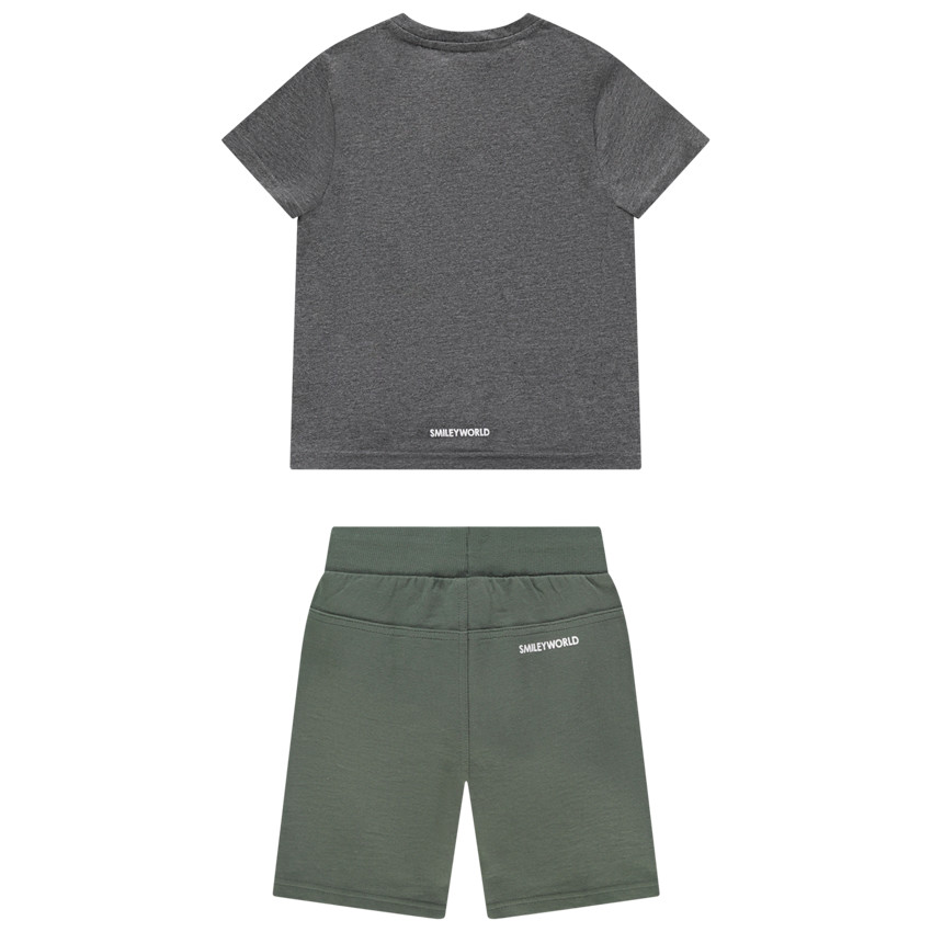 Conjunto con camiseta estampada SmileyWorld y bermudas lisas 