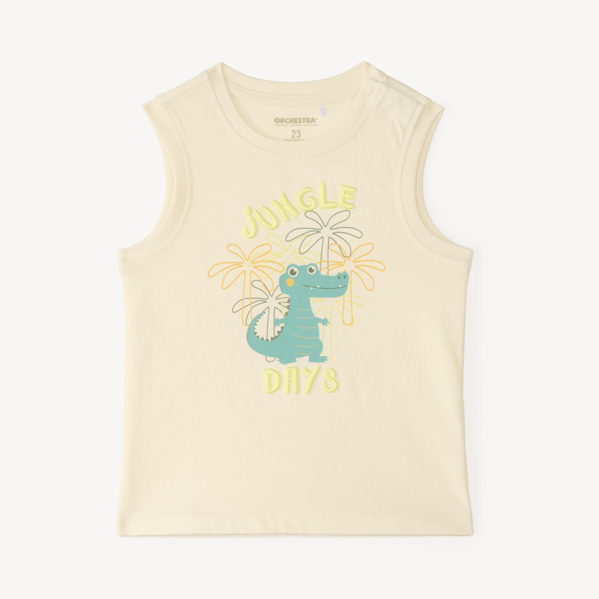 Camiseta sin mangas de estampado de cocodrilo para bebé niño. 