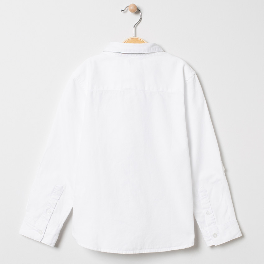 Chemise manches longues à fines rayures et cravate amovible 