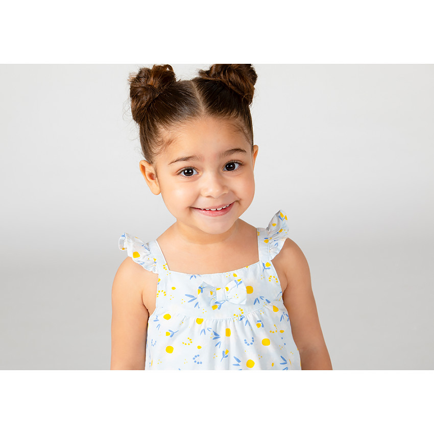 Vestido de tirantes con volantes estampado de margaritas para bebé niña 