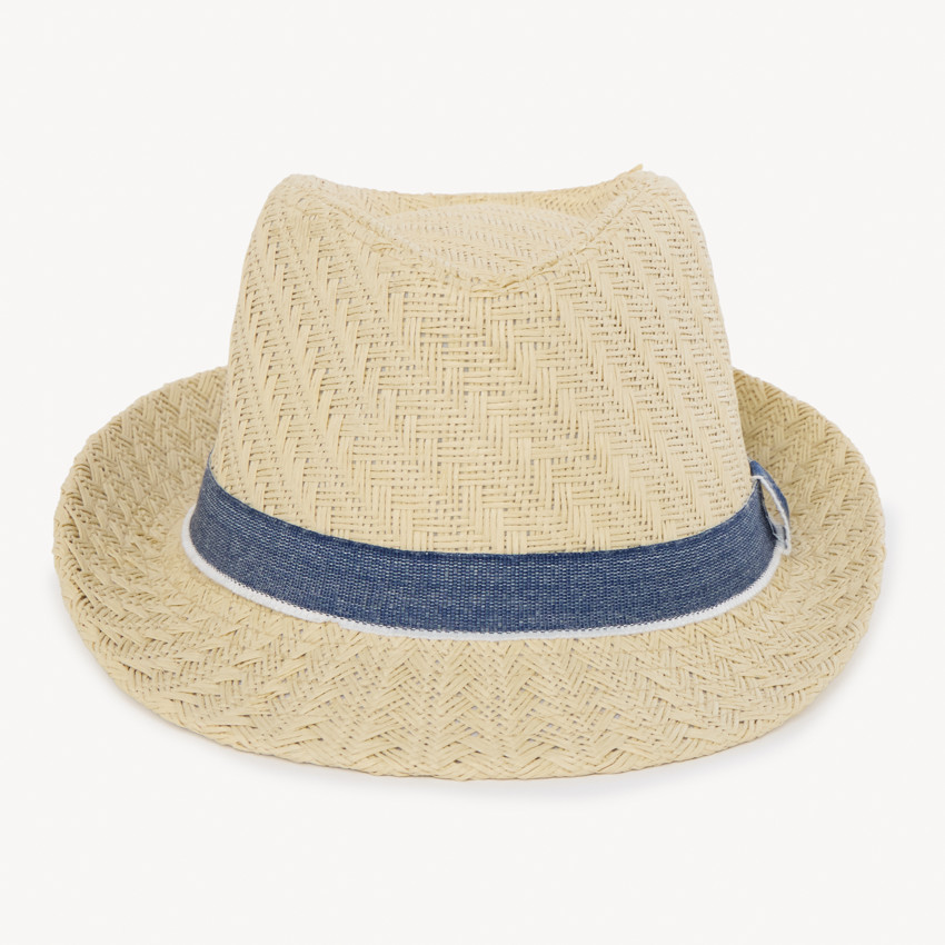 Sombrero trilby de paja con cinta para bebé niño 
