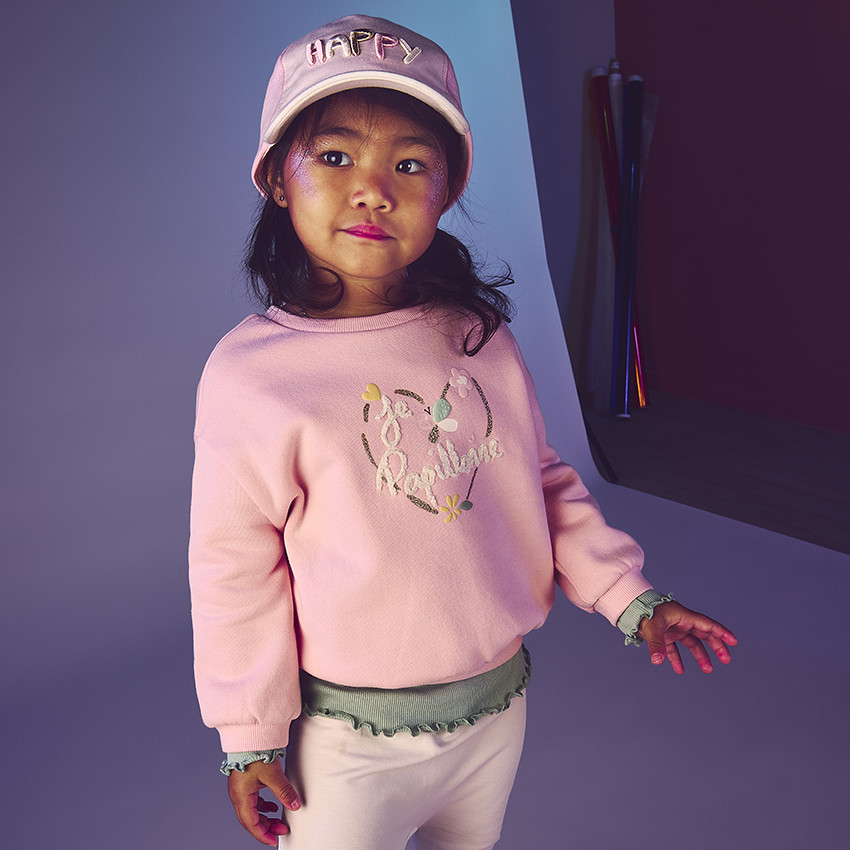 Gorra de felpa con bordado 3D "Happy" para bebé niña 
