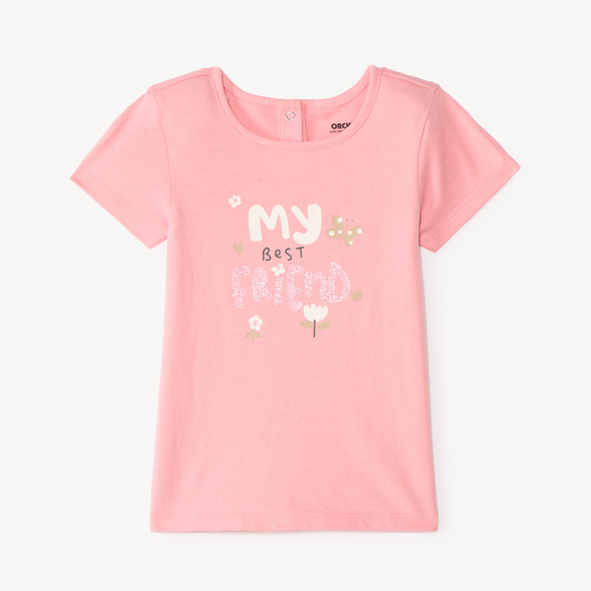Camiseta de manga corta con print brillante y divertido para bebé niña 