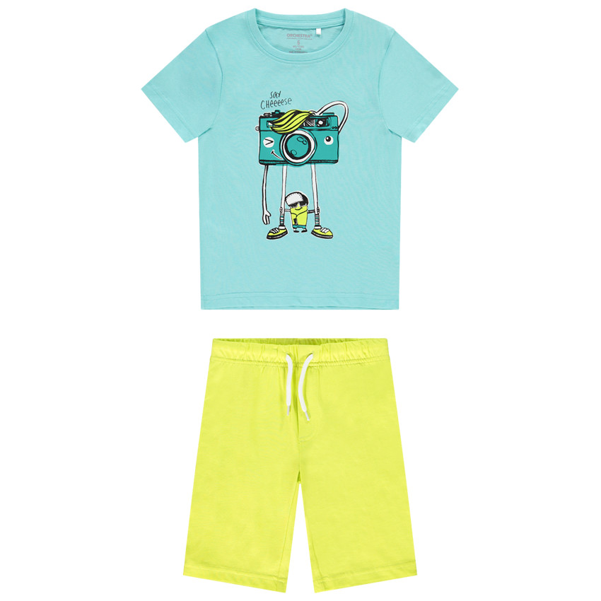 Pijama de 2 piezas para niño con camiseta y bermuda 