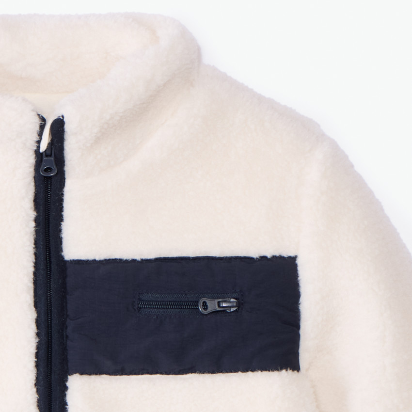 Veste sherpa écru doublé micropolaire pour bébé garçon  