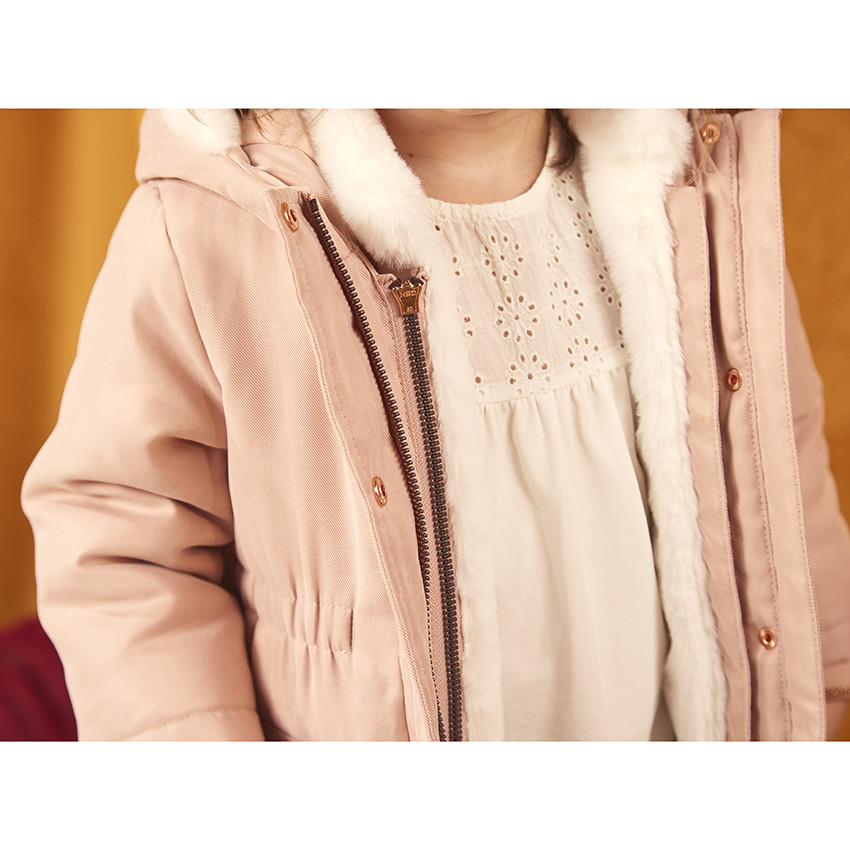 Parka 2 en 1 con forro de piel sintética para bebé niña 