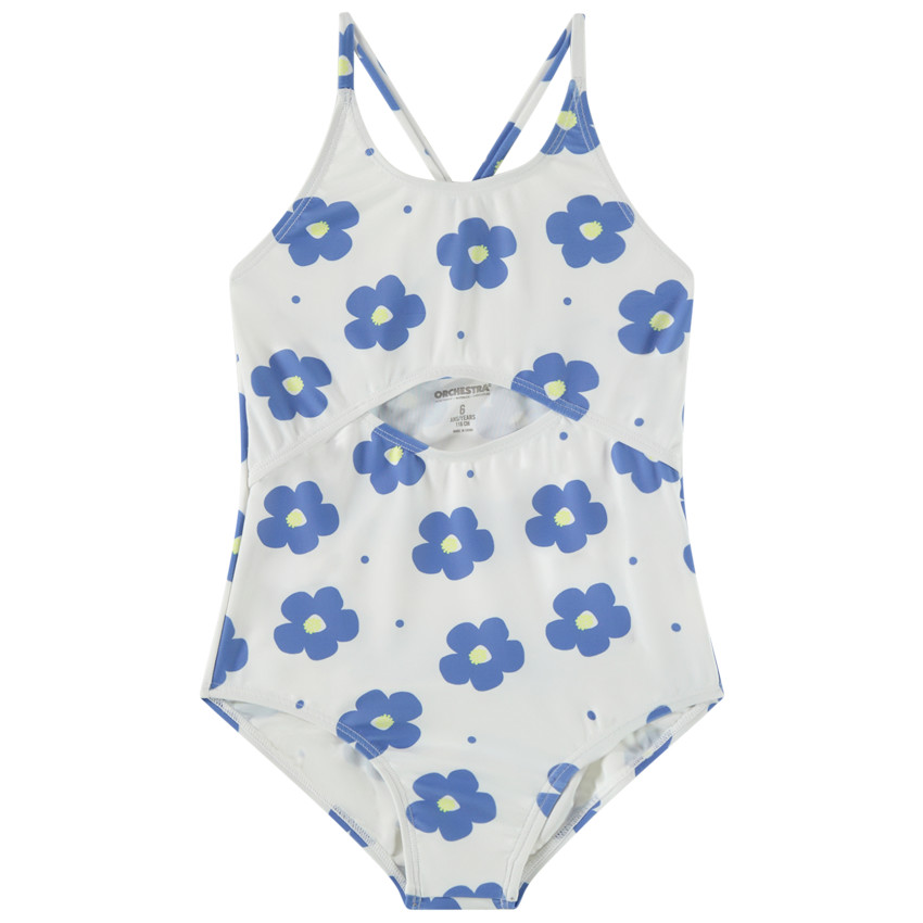 Bañador de una pieza con aberturas y estampado de flores para niña 