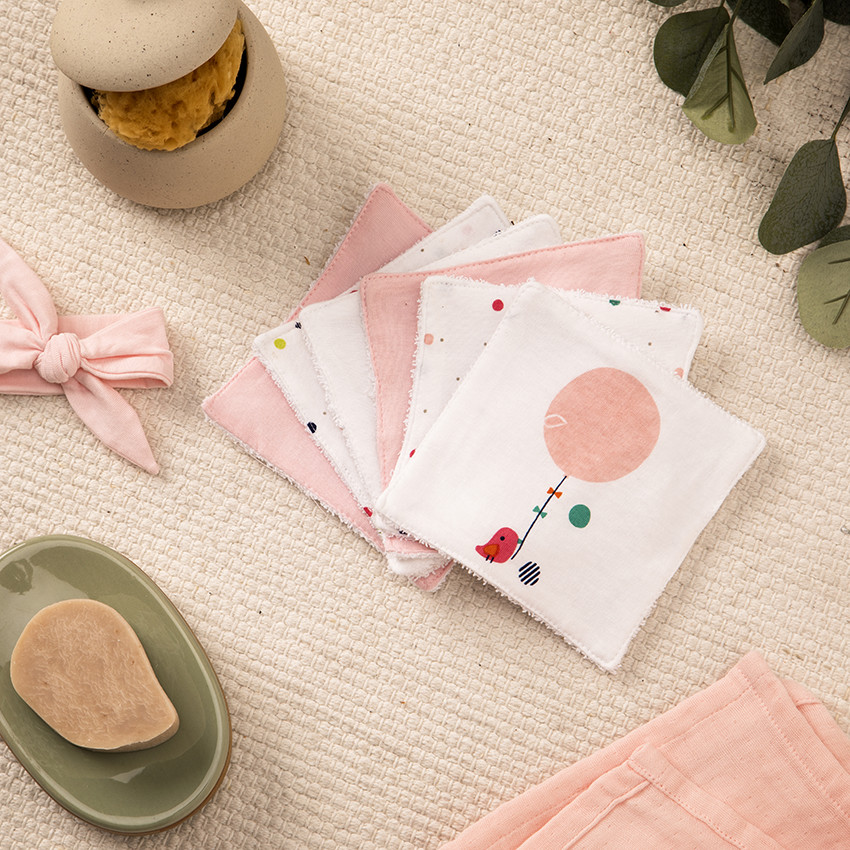 Lote de 6 toallitas lavables de algodón Happy Days  Additional Lote de 6 toallitas lavables de algodón Happy Days