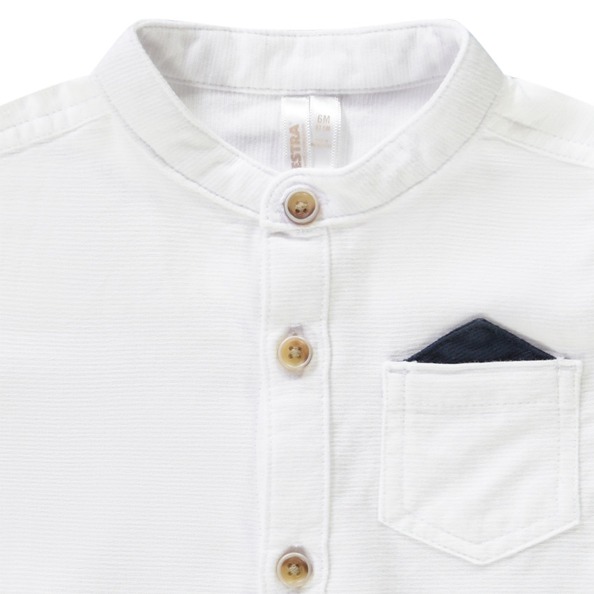 Camisa manga corta cuello mao con pañuelo para bebé niño 