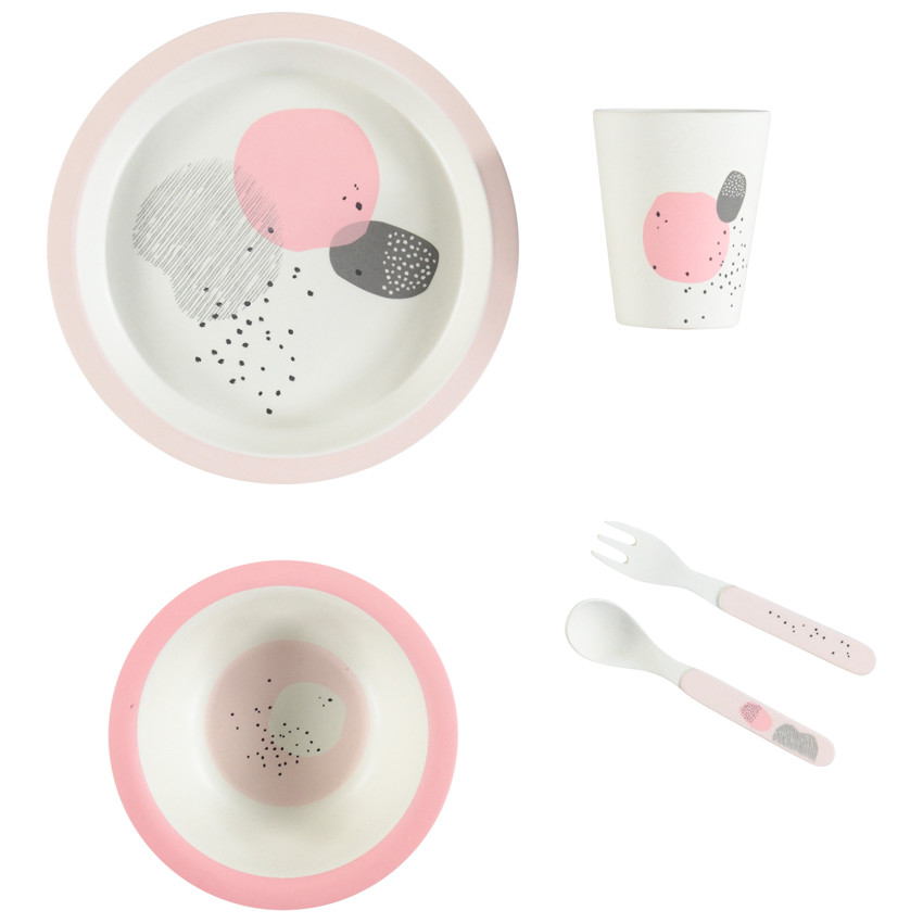 Conjunto para comer Sweetgraphic de bamboo 5 piezas - Rosa Main Conjunto para comer Sweetgraphic de bamboo 5 piezas - Rosa