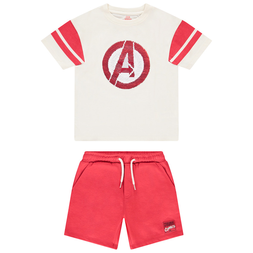 Conjunto de camiseta + short con lentejuelas mágicas de Avengers para niño 