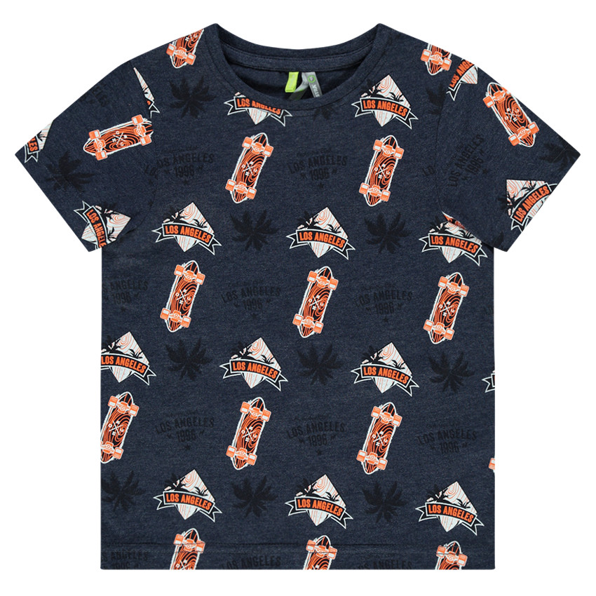 Camiseta de manga corta de punto con estampado all-over 