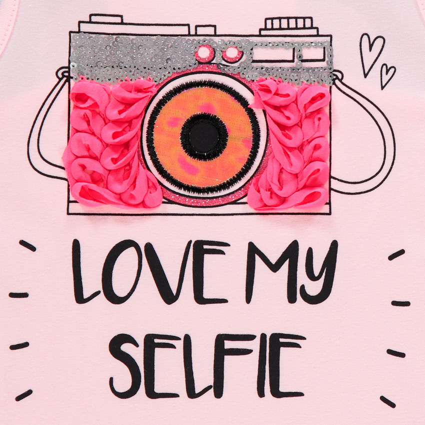 Camiseta sin mangas cámara con aplique de lentejuelas 