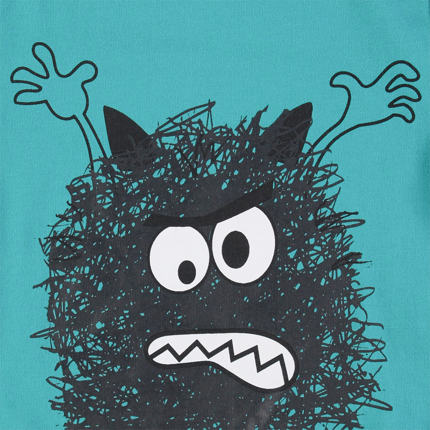 Jogging en molleton bicolore à monstres printés 