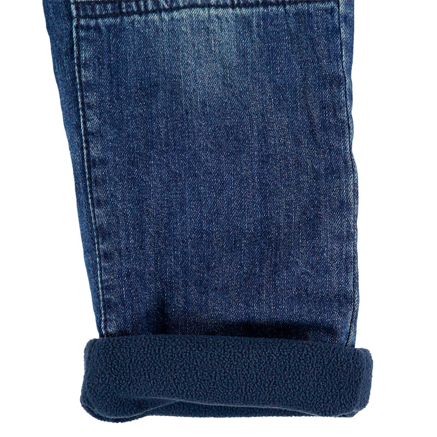 Vaqueros de efecto desgastado con forro de micropolar y juego de pespuntes.  Additional Vaqueros de efecto desgastado con forro de micropolar y juego de pespuntes.