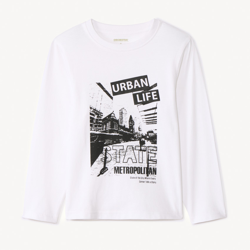 Camiseta de manga larga con estampado fotográfico de ciudad niño 