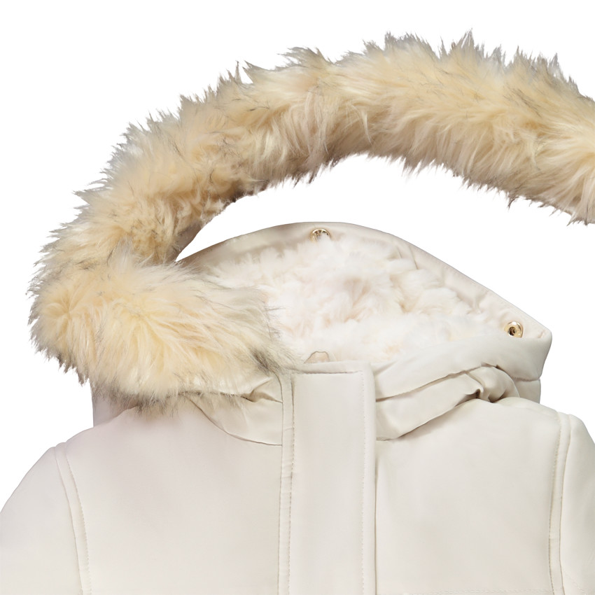 Parka impermeable con capucha y efecto de pelo sintético para niña 