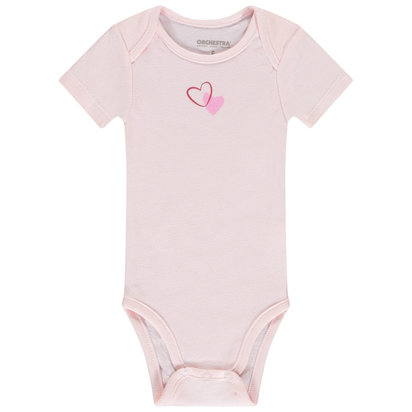 Lote de 3 Bodies de manga corta con fantasía de corazones para bebé niña 