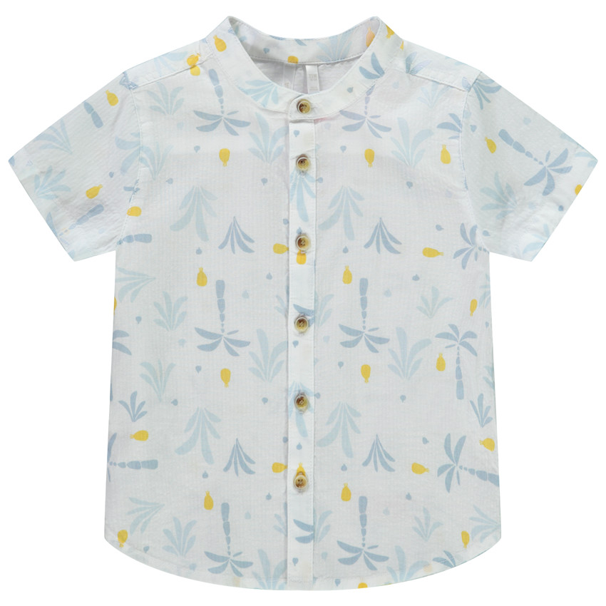 Camisa manga corta estampado arty con cuello mao para bebé niño 