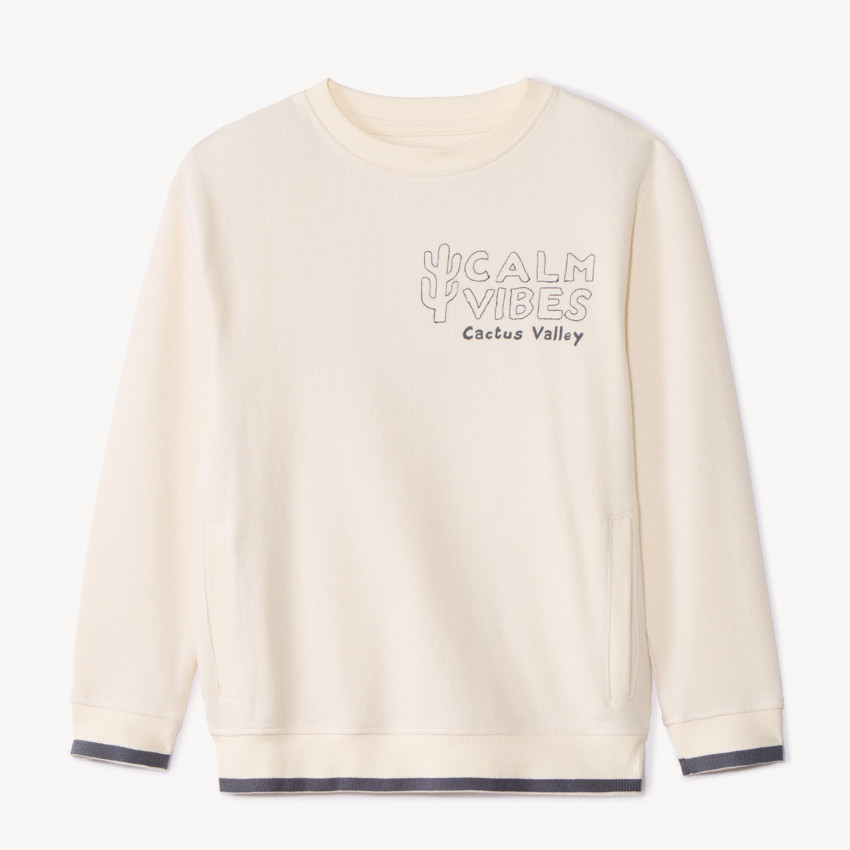 Sudadera de interlock con bolsillos y estampado de cactus para niño 
