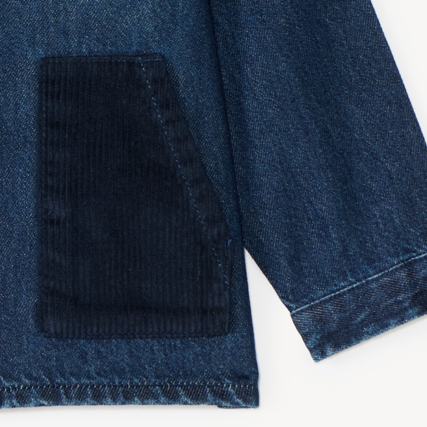Chaqueta de mezclilla y terciopelo bicolor para bebé niño 