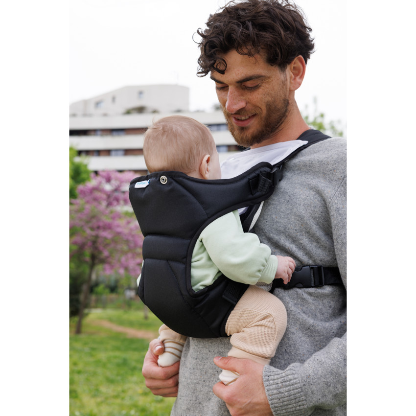 Portabebés con babero integrado negro/beige 