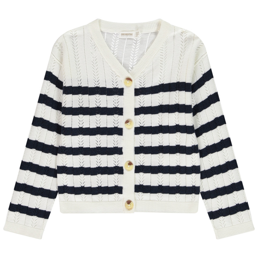 Gilet de punto con motivos calados estilo marinero para niña 