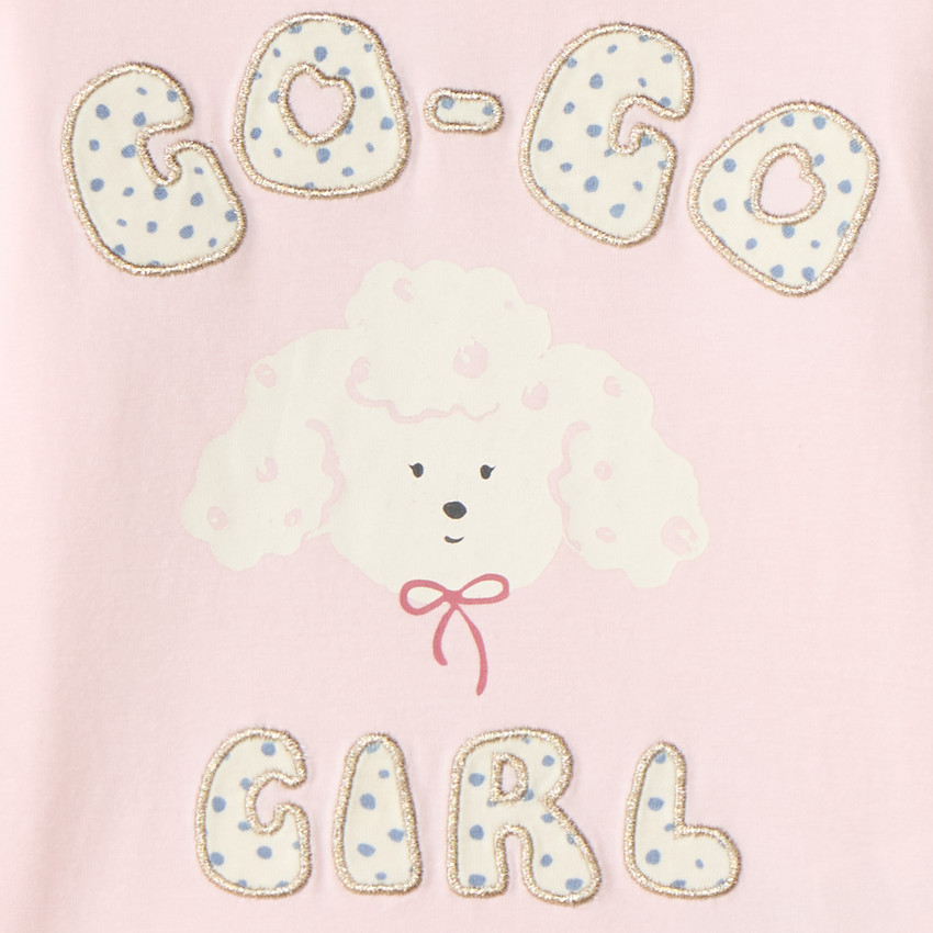 Camiseta de manga larga para bebé niña con estampado de caniche. 