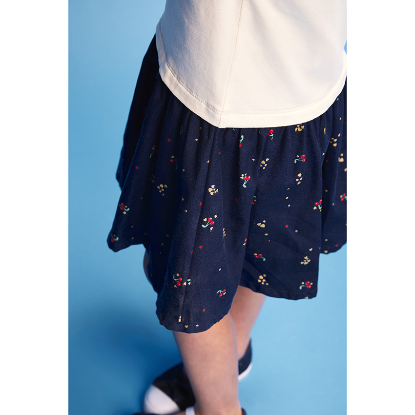 Vestido bicolor efecto 2 en 1 con estampado de cerezas para bebé niña 