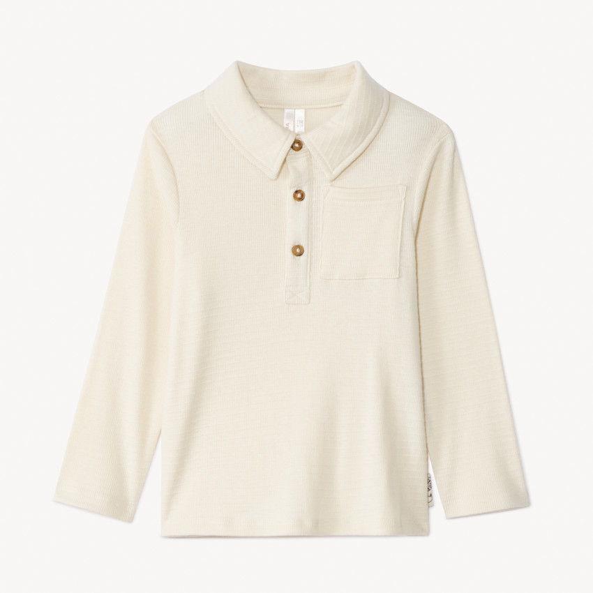 Polo de manga larga liso con efecto canalé para bebé niño 
