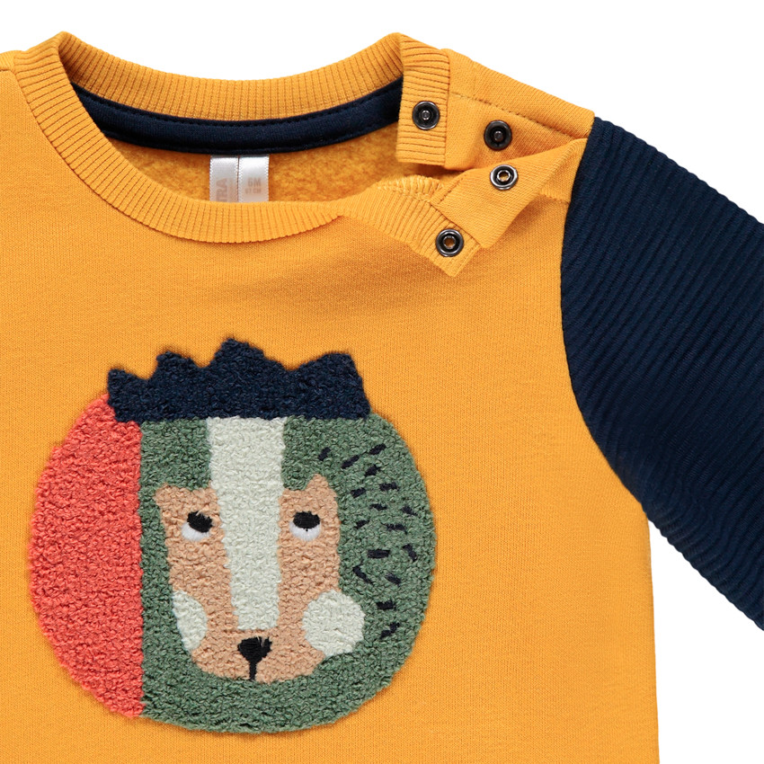 Sweat en molleton bicolore à animal en bouclette 