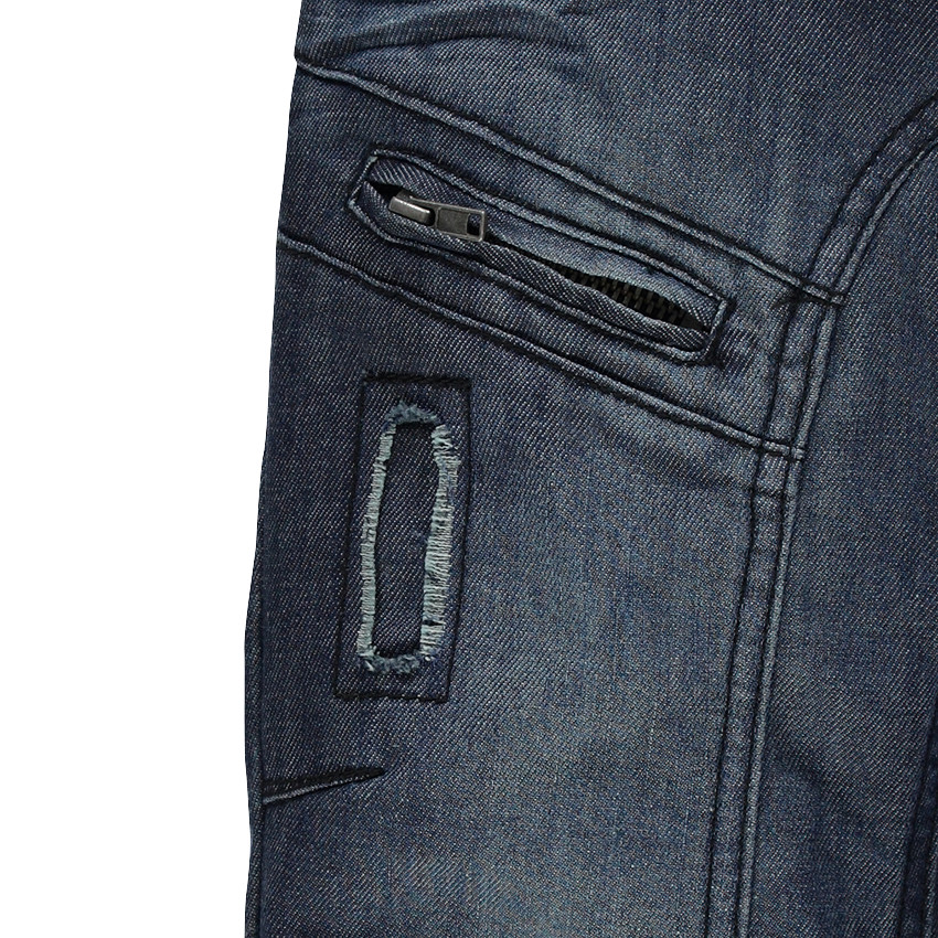 Jeans de corte recto efecto usado y efecto crinkle con cremallera 