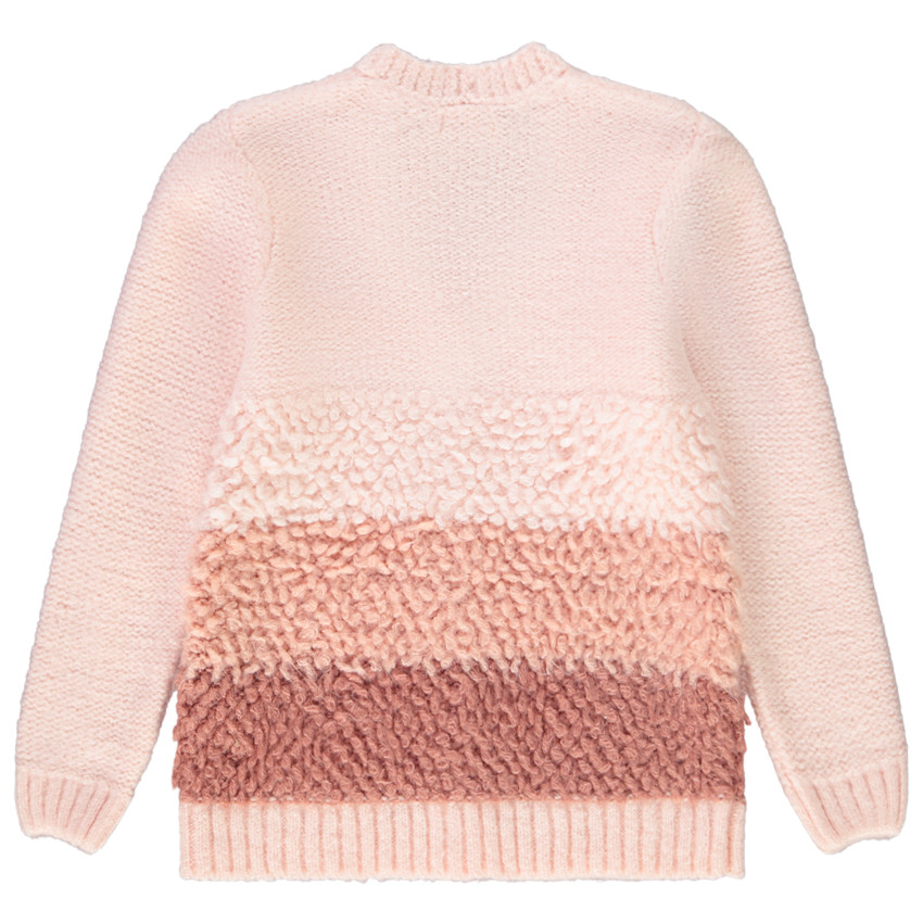 Chaleco largo de punto para niña con inserciones de borreguito 