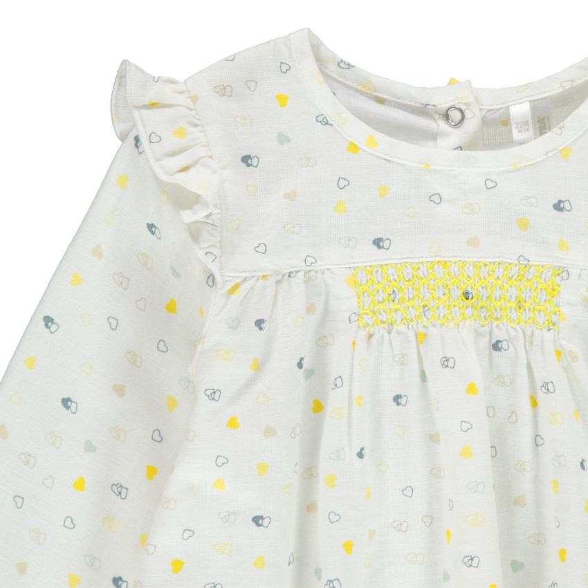 Tunique manches longues à coeurs all-over et volants 