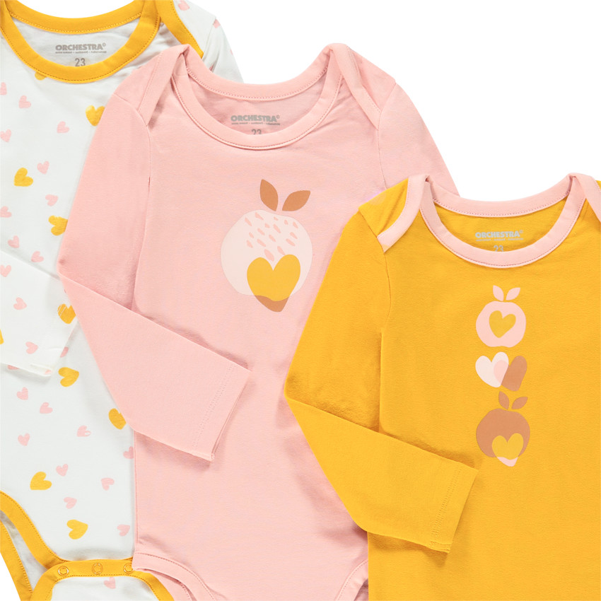 Pack de 7 bodies de manga larga de algodón para bebé niña 