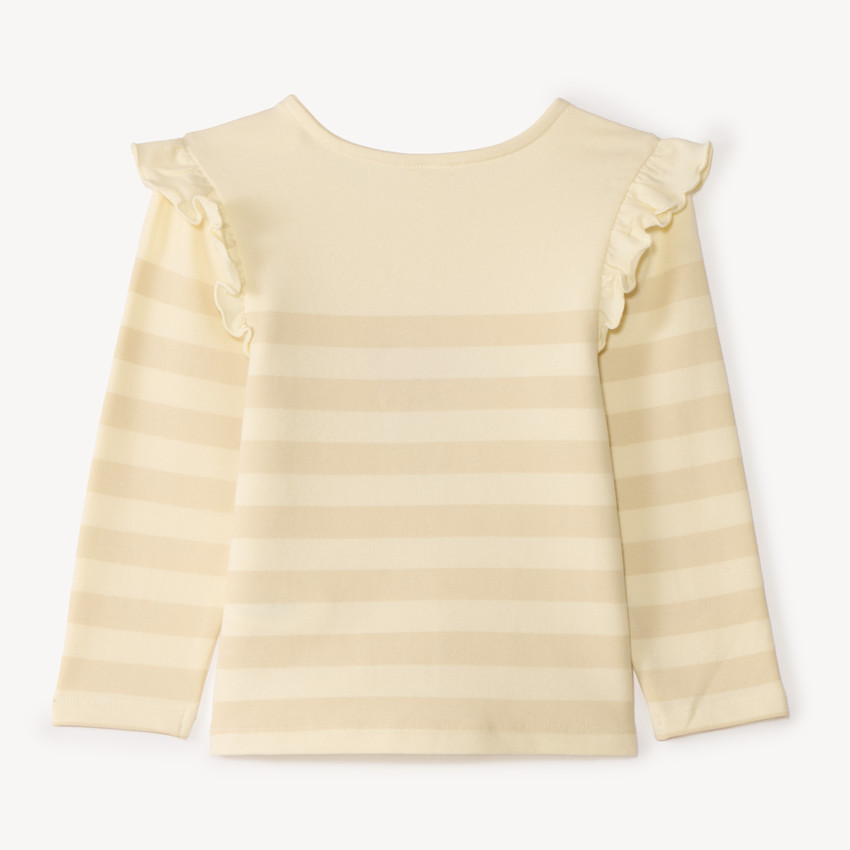 Camiseta de rayas de manga larga para bebé niña con parche de tulipán. 