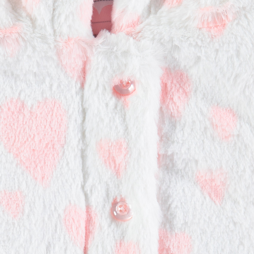 Cazadora con capucha de pelo falso con forro de punto 