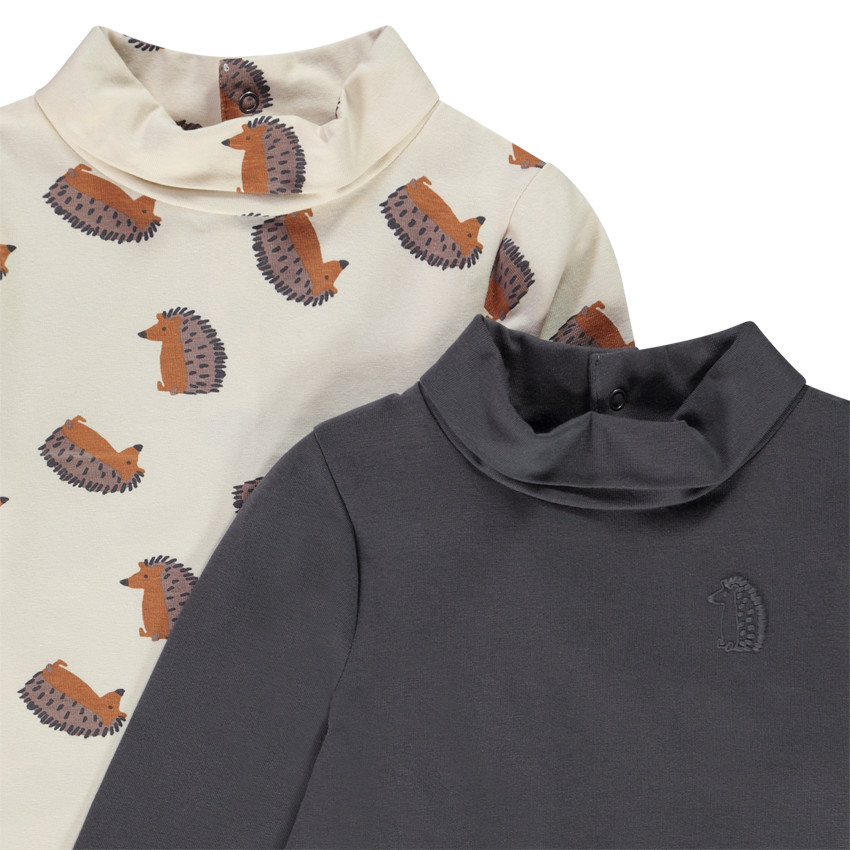 Pack de 2 camisetas interiores de cuello vuelto de punto para bebé niño 