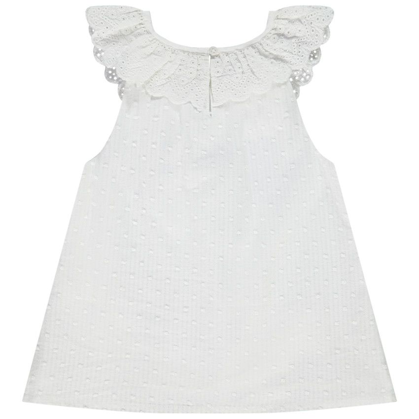 Túnica de plumetis con cuello de bordado inglés para bebé niña 