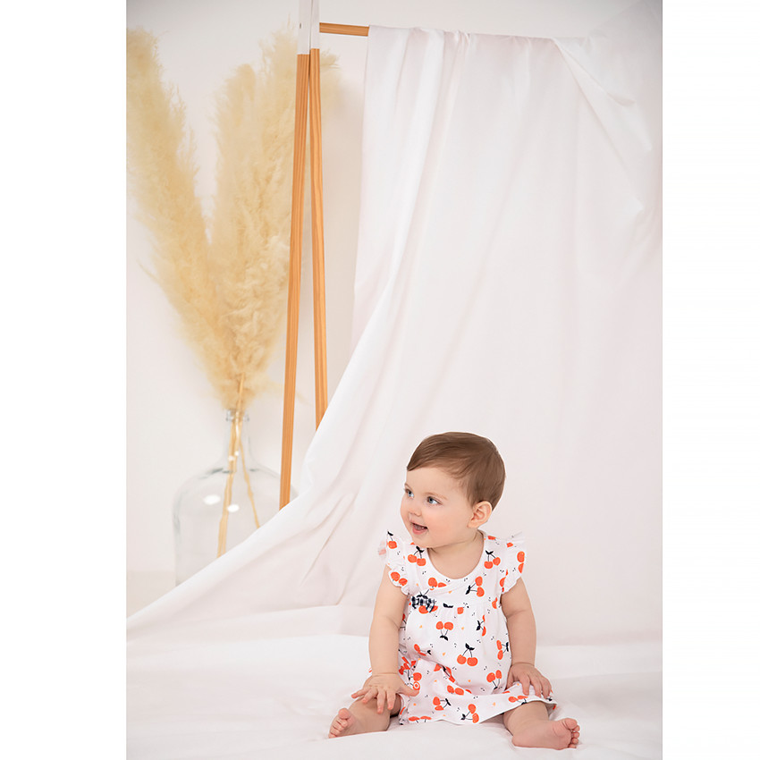 Vestido manga corta cerezas 